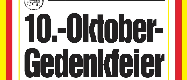 Ein Plakat für die 10. Oktober-Gedenkfeier in Radweg, Österreich, am Freitag, 9. Oktober 2026.