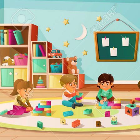 Bild enthält, Kindergarten, Person, Baby, Play Area, Indoors, Face, Head