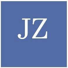 Ein blauer quadratischer Hintergrund mit den weissen Buchstaben JZ in der Mitte.