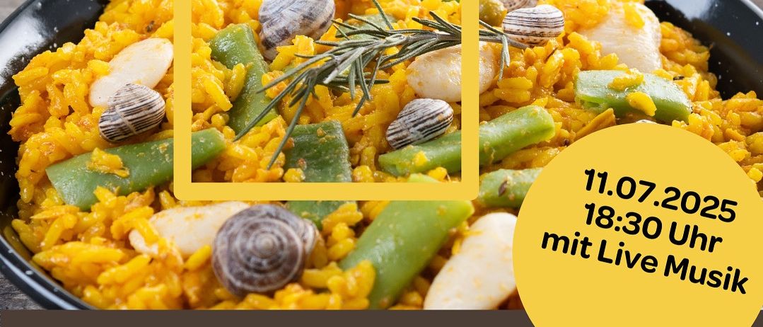 Spanischer Abend im JUFA Hotel Leibnitz. Datum: 11.07.2025, Zeit: 18:30. Genießen Sie Paella mit Meeresfrüchten und Live-Musik. Erwachsene: 34,90 €, Kinder: 19,90 €. Tel.: +43 570 83 420.