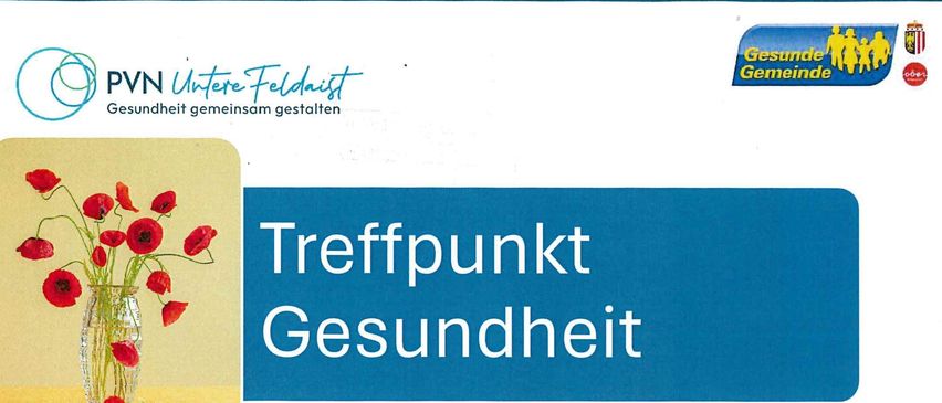 Der Plakat zeigt eine Vase mit roten Blumen auf blauem Hintergrund. Es bewirbt ein Treffen zur Palliativversorgung. Ein Arzt veranstaltet die Veranstaltung am Donnerstag, 15. Januar, von 17:30 bis 19:00 Uhr.
