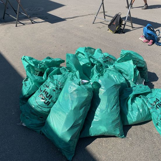 Footwear, Shoe, Backpack, Bag, Person, Garbage