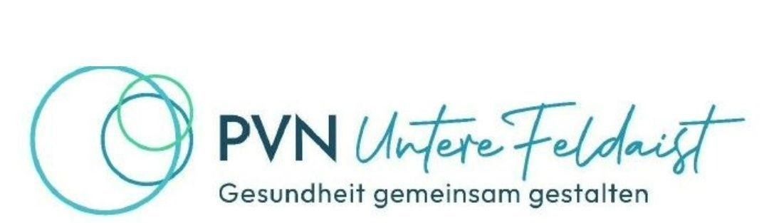 PVN Untere Felda Logo, das den Text 'Gesundheit gemeinsam gestalten' mit einem abstrakten kreisförmigen Design in blauen und grünen Farben zeigt.