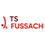 Turnerschaft Fußach-Logo. Das Logo von TS Fussach zeigt einen stilisierten Buchstaben 'A' mit einem Punkt im Inneren und den Buchstaben 'TS' darüber, alles in Rot.