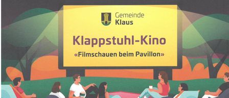 Teilen Sie am Klappstuhlkino-Event im Klaus-Pavillon teil. Dieses Jahr lautet das Motto 'Klapstuhlkino'. Die Gemeinde Klaus und Filmszene Klaus veranstalten dieses Event an vier Samstagen im August. Bringen Sie Ihre Sitzgelegenheiten und Snacks mit.