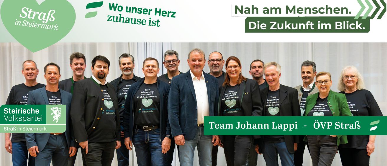 Team Johann Lappe trägt passende Shirts mit dem Slogan 'Unser Herz ist zu Hause'. Sie posieren für ein Foto mit Johann Lappe in der Mitte.