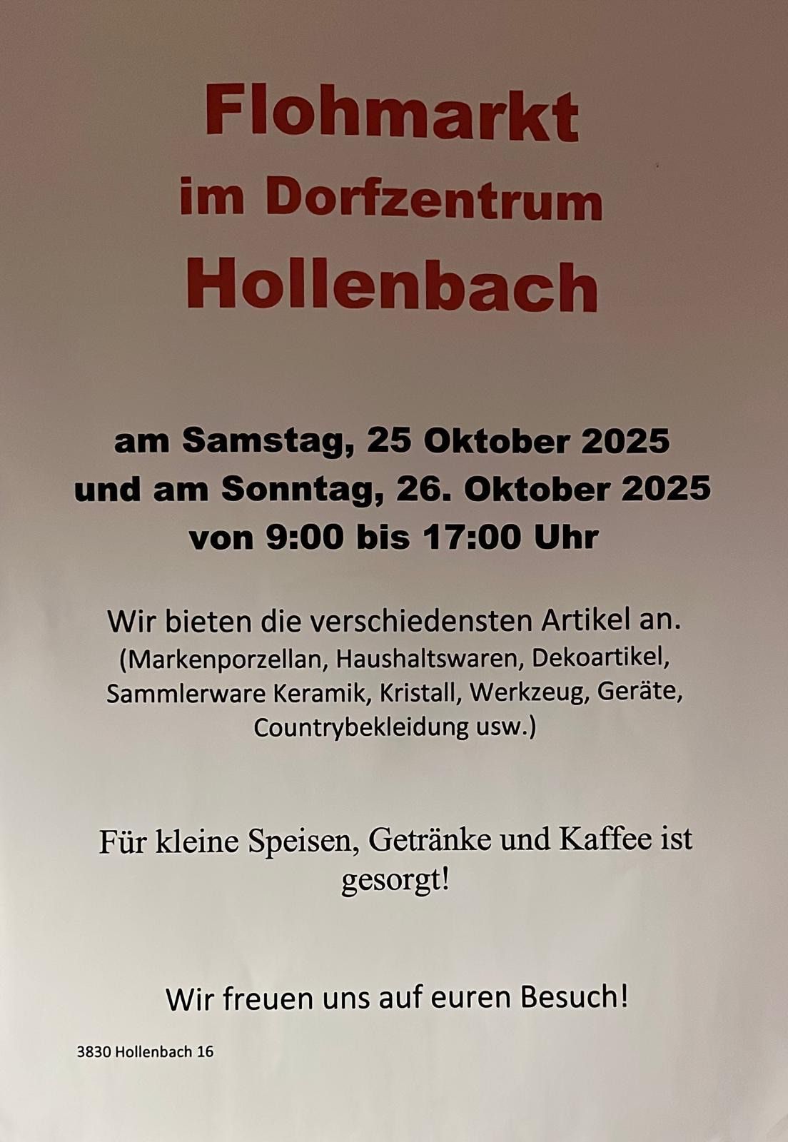 Flohmarkt im Dorfzentrum Hollenbach | CITIES