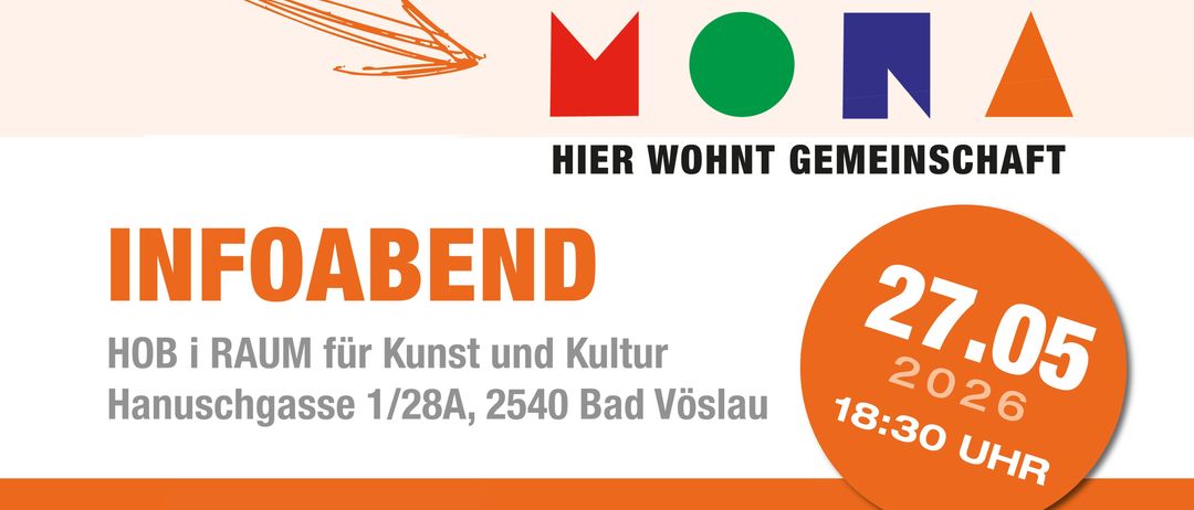 Plakat für 'Abend' für Kunst und Kultur an der Adresse 1/28A, 2540 Bad Vöslau. Beginn um 18 Uhr.