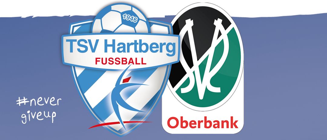 Plakat für ein Fußballspiel zwischen TSV Eger Glas Hartberg und SV Ried, geplant für den 30. August um 17:00 Uhr in der Profi-Turf Arena Hartberg. Das Plakat zeigt die Logos beider Teams, einen Fußball und einen QR-Code für weitere Informationen.