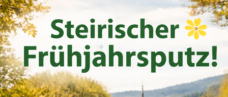 Mehrere Menschen, darunter Kinder, sammeln entlang eines Weges Müll auf, tragen Handschuhe und halten Plastiktüten. Im Hintergrund sammelt auch ein Feuerwehrmann Müll.