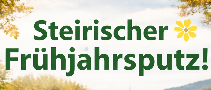 Eine Gruppe von Menschen, einschließlich Kinder und Erwachsene, sammelt Müll entlang eines Weges. Sie tragen Handschuhe und haben Plastiktüten bei sich. Der Hintergrund zeigt Bäume und ein Haus.
