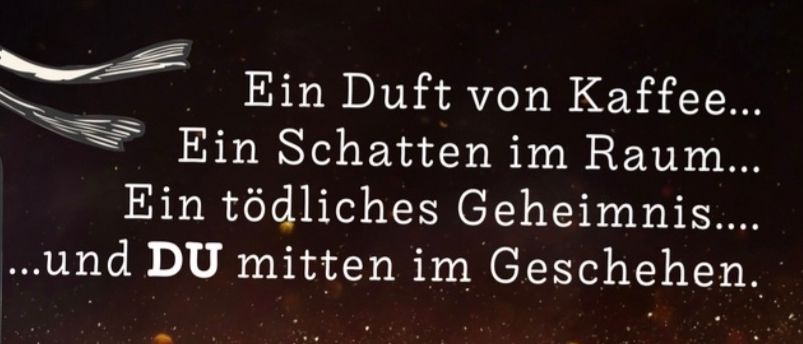 Ein Plakat mit einer Flasche auf der linken Seite, schwarzem Hintergrund, goldenen Sternen. Text: 'Ein suber Hauch von Tod'. Datum: 8.5.2026, Zeit: 15:00. Ort: St. Johann b. Herberstein 8.