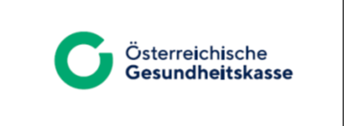 Das Bild zeigt ein Logo mit einem grünen Kreis und dem Text 'Österreichische Gesundheitskasse', was mit 'Österreichische Gesundheitsfonds' übersetzt wird.
