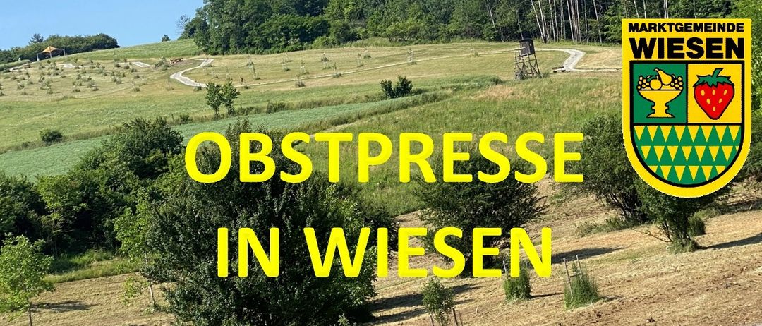 Die Marktgemeinde Wiesen organisiert gemeinsam mit dem Verein Wieseninitiative eine mobile Saftpresse am Montag, 29.09.2025, ab 10:00 im Schulhof. Bringen Sie Ihr eigenes Obst mit und lassen Sie es direkt vor Ort zu köstlichem Saft pressen! Nähere Details finden Sie auf der Rückseite.