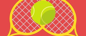 Plakat für kostenloses Tennistraining vom Tennisclub Lockenhaus. Zwei Tennisschläger mit einem Ball. Termine vom 22. Mai bis 3. Juli. Gruppe 1 um 16 Uhr, Gruppe 2 um 17 Uhr.