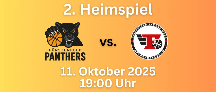 Ein Poster für das zweite Heimspiel der Panthers gegen die Flyers am 11. Oktober 2025 um 19:00 Uhr.