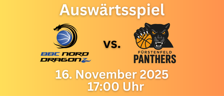 Ein Plakat bewirbt ein Basketballspiel. Es zeigt zwei Teamlogos, eines mit der Aufschrift 'NOR' und das andere 'Fürsten'. Das Spiel ist für den 6. November 2022 um 17:00 Uhr angesetzt.