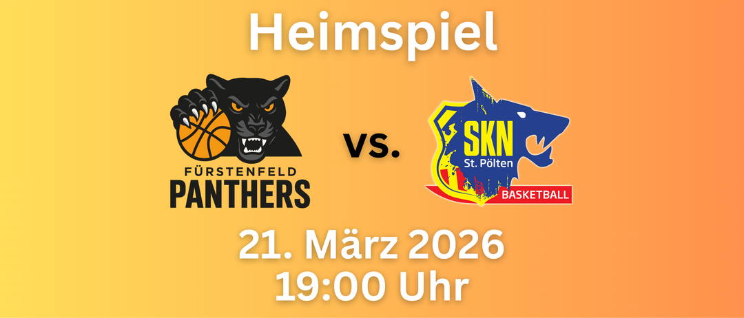 Heimspielposter mit Panther links, SKN-Logo rechts, Datum 21. März 2026, Zeit 19:00 Uhr