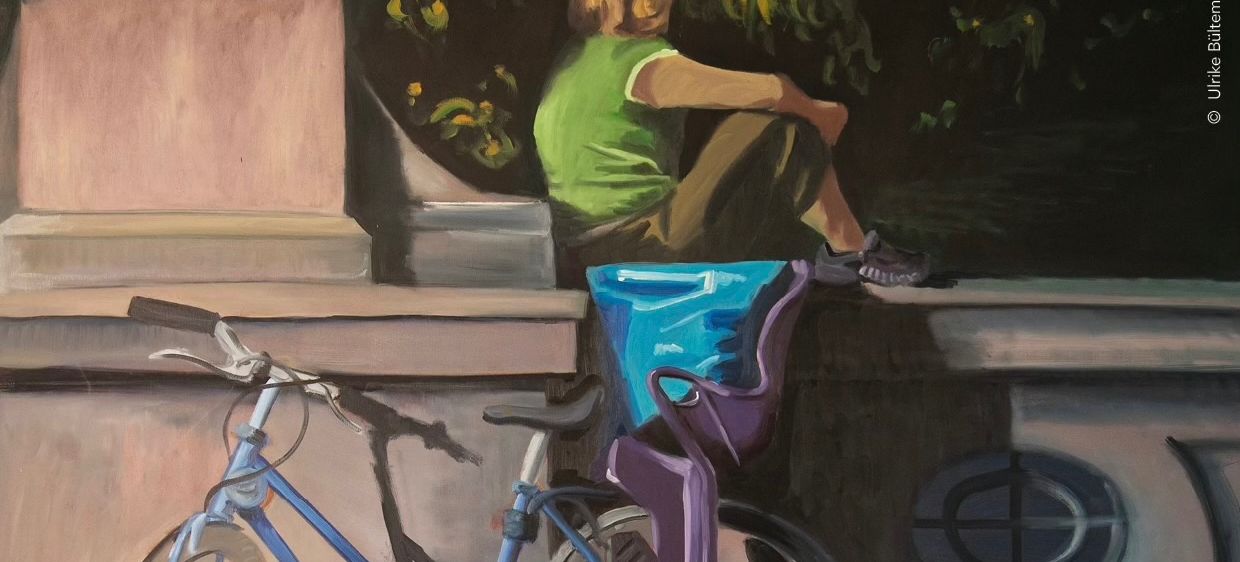 Bild enthält, Person, Bicycle, Vehicle, Art, Painting, Cycling, Machine, Wheel, Head, Face