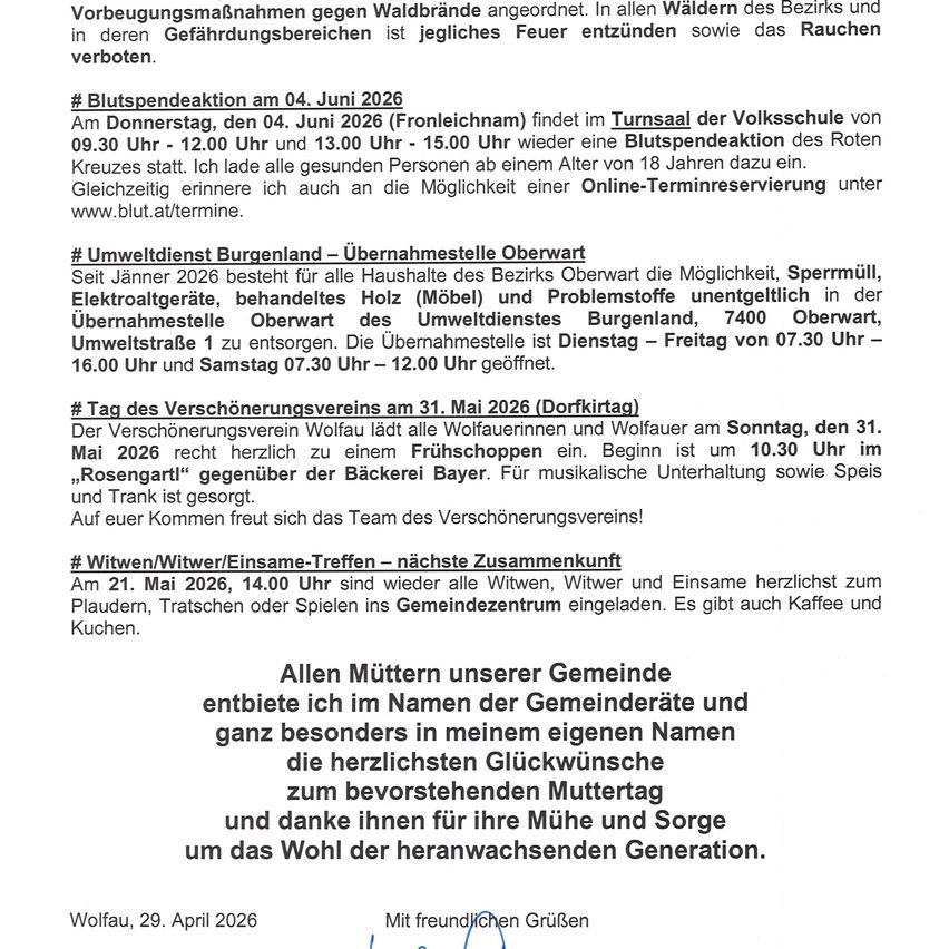 Vorbeugende Maßnahmen gegen Waldbrände angeordnet. In allen Wäldern des Bezirks und in deren Gefährdungsbereichen ist jegliches Feuer entzogen sowie das Rauchen verboten.