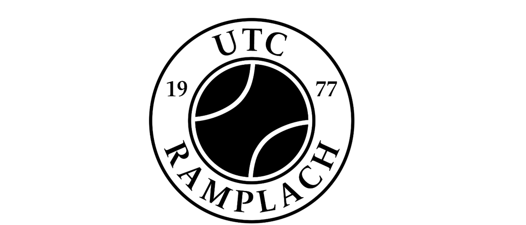 Ein kreisförmiges Logo mit dem Text 'UTC RAMPLACHS' und den Zahlen '19' und '77' auf beiden Seiten eines Basketball-Symbols.