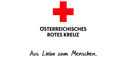 Das Logo des Österreichischen Roten Kreuzes zeigt ein rotes Kreuzsymbol auf weißem Hintergrund mit dem Text 'Aus Liebe zum Menschen' darunter.