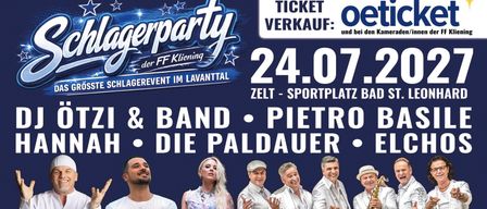 Ein Plakat für ein Musikevent mit einer Band und einer Frau, mit dem Datum 24. Juli und dem Ort Zelt-Sportplatz in Laventhal. Das Plakat enthält den Text 'Ticket Verkauf: 00 und bei' und den Bandnamen 'Pietro Die Paldauer'.