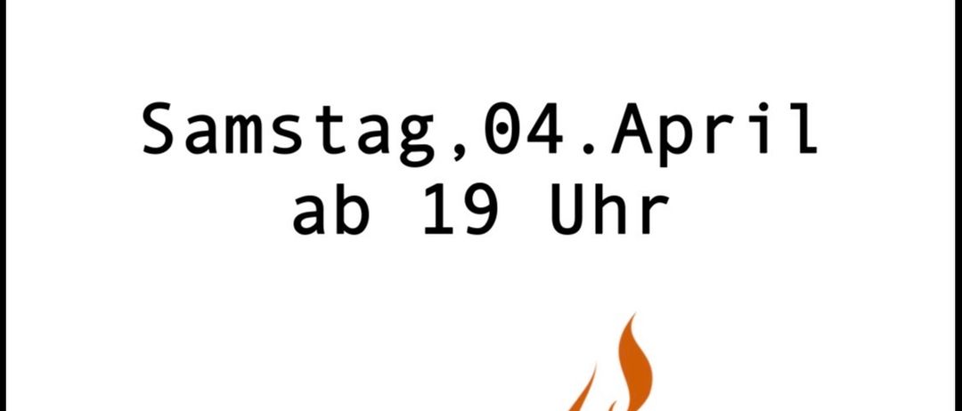 Einladung für Osterfeuer Neustift bei Schlaining am Samstag, 04. April ab 19 Uhr. Abbildung eines Hasen und Flammen.