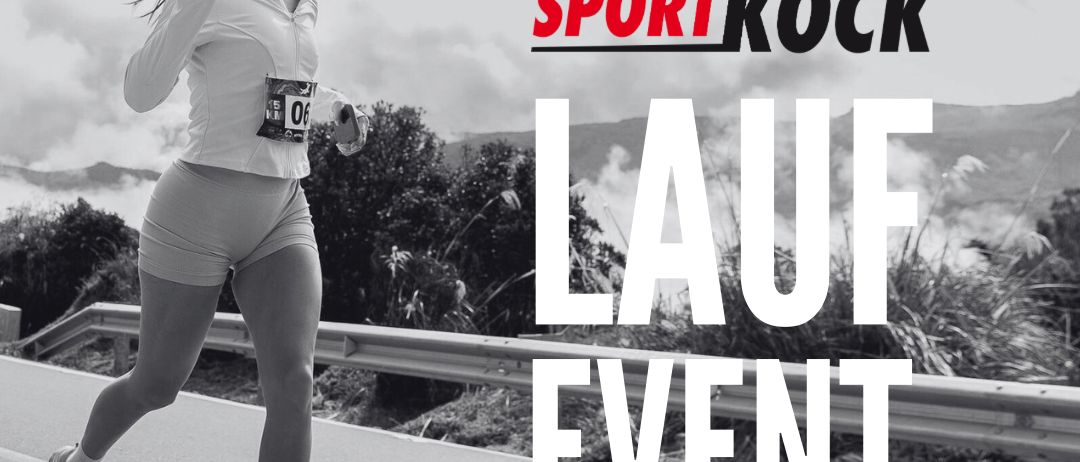 Plakat für Sport Kock Lauf Event. Lächelnde Frau läuft auf der Straße. Datum: 25. April 2026, Zeit: 9:00-12:00 Uhr.