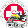 Das Emblem zeigt einen roten Kreuz mit weißen Rändern, einen Vogel auf einem Krankenwagen, und den Text 'ARBEITER-SAMARITER-BUND' und 'ASB'. Der Krankenwagen fährt mit Rauch nach vorne.
