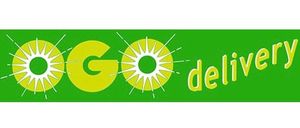 Das Go Deliver-Logo zeigt drei gelbe Kreise mit Lichtstrahlen auf grünem Hintergrund, mit dem Wort 'deliver' in weißer Schrift.