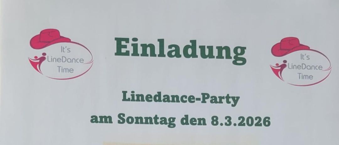 Einladung zur Linedance-Party am 8. März 2026 zum Internationalen Frauentag. Details zu Datum, Ort, Uhrzeit und Eintrittspreis sind angegeben.