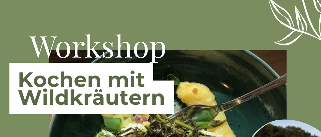 Ein Workshop zum Kochen mit Wildkräutern. Entdecke die köstliche Geschmacksvielfalt von heimischen Wildkräutern. Samstag, 13.06.2026. 10-13 Uhr.