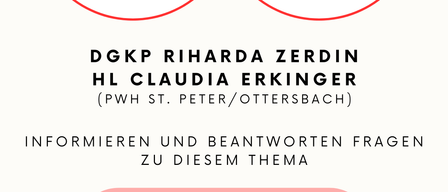 Ein Plakat für eine Veranstaltung über Wohnmöglichkeiten im Alter mit den Rednern Riharda Zerdin und Claudia Erkinger. Die Veranstaltung ist für Mittwoch, 6. Mai 2026, um 13:30 Uhr geplant.