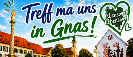 Ein Plakat mit Veranstaltungen in Gnas, Österreich, einschließlich eines Sommerabends, Open-Air-Special, Beachvolleyball-Turnier und anderen.