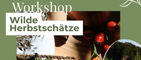 Workshop über wilde Herbstschätze am 19.09.2026 von 10-12:30 Uhr. Lernen Sie, wie Sie natürliche Ressourcen wie Wurzeln, Beeren und Wildsamen nutzen können.
