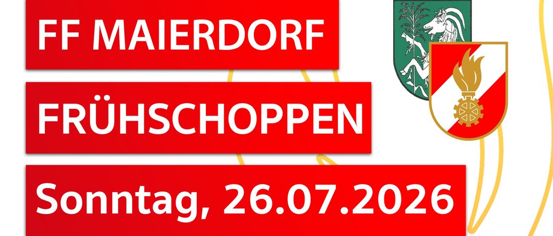 Eine Anzeige für die Fruhschopppen-Veranstaltung. Es ist am Sonntag, den 26.07.2026, Beginn um 10:30 Uhr. Es zeigt zwei Männer, die Musikinstrumente spielen. Der Text erwähnt auch eine Spritzer-Bar, eine Hügelburg und Wein zum Preis.