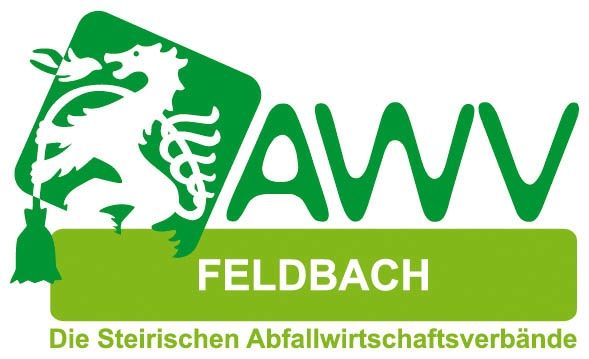 Das Logo der 'AWWV Feldbach', einem Abfallwirtschaftsverband in der Steiermark. Es zeigt einen grünen Banner mit weißem Text.