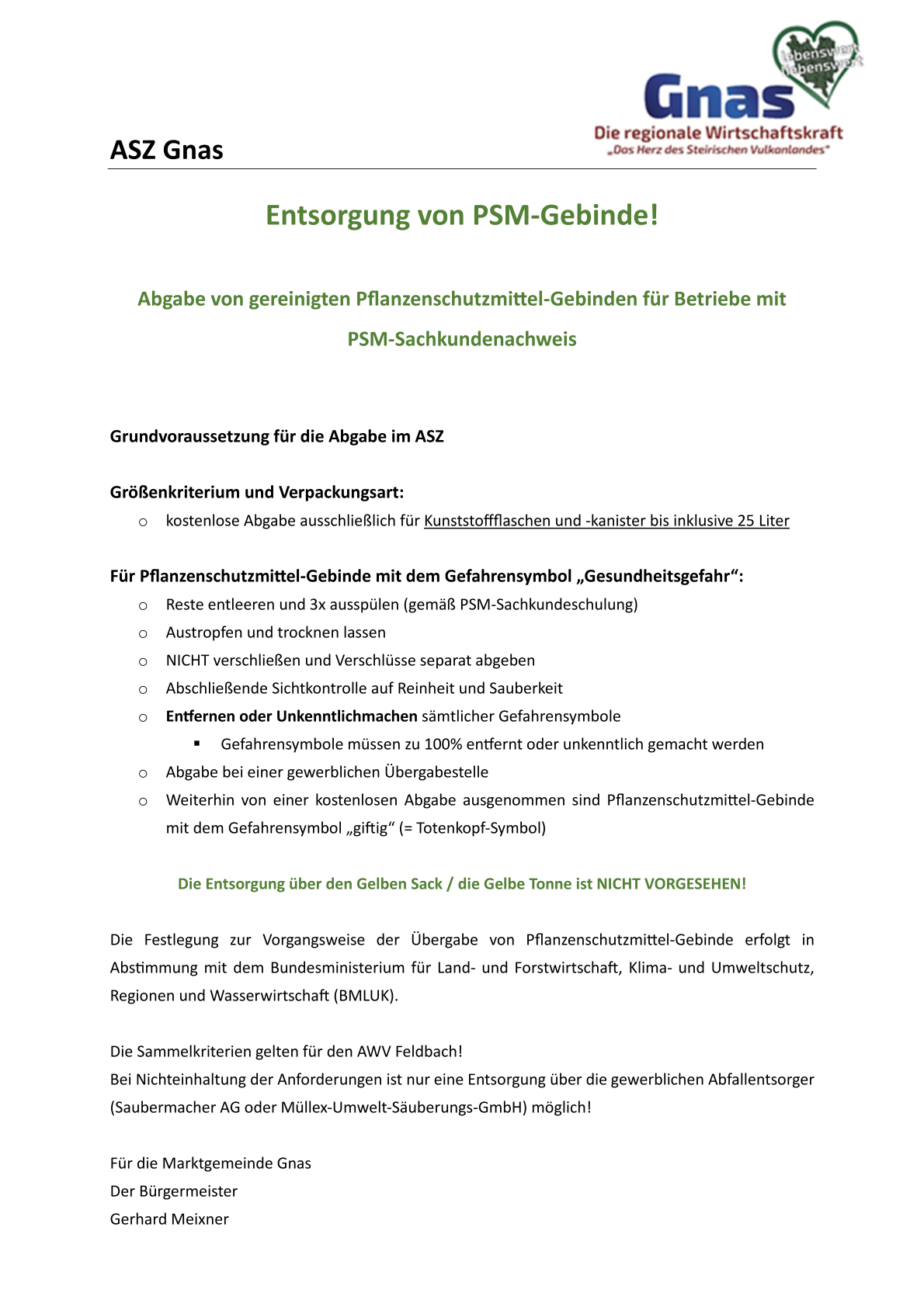 A document titled 'Removal of Pesticide Containers!' outlines the disposal of combined pesticide containers for operations with pesticide bulk bags. It includes guidelines for packaging and disposal, emphasizing safety and environmental protection.