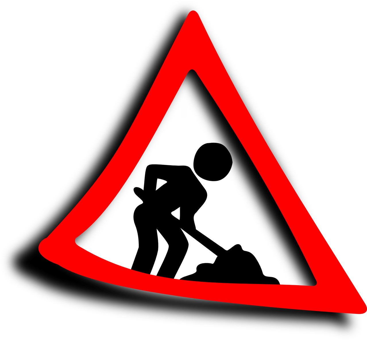 Ein roter Dreieck ist auf schwarzem Hintergrund dargestellt. Das Dreieck hat eine leicht geschwungene Kante.