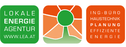 Drei Logos angezeigt: 'Lokale Energie Agentur', 'Ing-Buro Haustechnik Planung' und 'Effiziente Energie'. Jedes Logo hat ein einzigartiges Farbschema und Design.