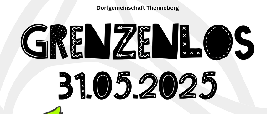 Plakat für die Dorfpark Thennerberg Veranstaltung am 31. Mai 2025. Die Karte von Thennerberg ist in verschiedenen Farben eingefärbt, mit Beginn um 11:00 Uhr.