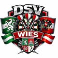 DSV-Logo mit Darts, einem Löwen, einem Doppeladler und einem Wappenschild. Der Text lautet 'Wies'. Der Schild hat ein Fragezeichen.