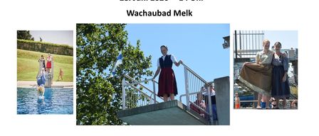Einladung zum 4. Dirt-Wall-Sprung. Datum: 28. Juni 2026, 14:00 Uhr, Wachaubad Melk. Freier Eintritt für Sprunggäste. Drei Bilder zeigen Sprungszenen.