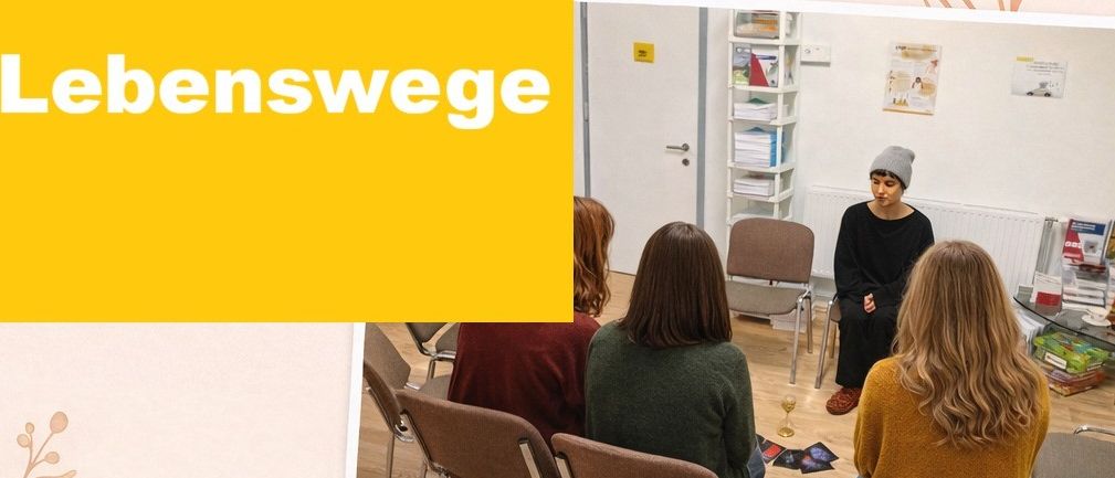 Plakat für eine Selbsthilfegruppe für Frauen, 'Gemeinsam Stark-gemeinsam wachsen', am 30.01.2026 um 18:00 Uhr, mit einer Fotocollage von Frauen in einem Kreis sitzend.