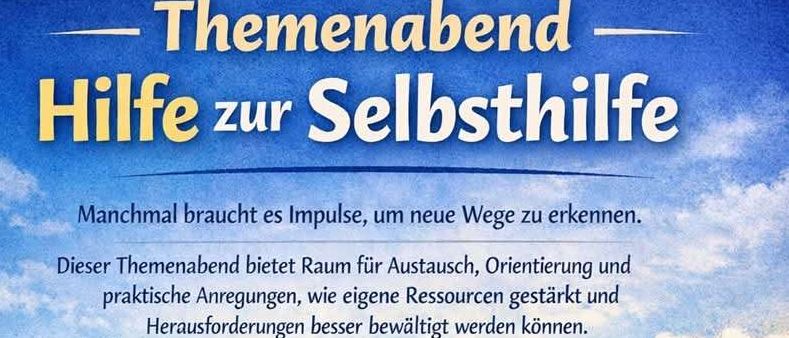Ein Abend zum Thema Selbstverbesserung. Er beinhaltet das Entdecken von Wegen, das Erkennen eigener Stärken und den Austausch in einer wertvollen Atmosphäre. Gehostet von Thomas Bachmann, findet er am 26.01.2026 im Lebenswege Stützpunkt, Hans-Czettel-Platz 2/218, 2630 Ternitz statt. Beginn um 18:00 Uhr, der Eintritt ist frei.