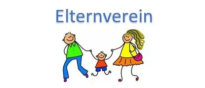 Eine Illustration einer Familie beim Spaziergang mit dem Text 'Elternverein der Volksschule Ottendorf' in Blau oben und unten.