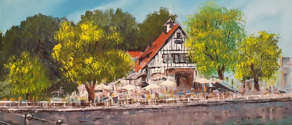 Bild enthält, Nature, Outdoors, Scenery, Art, Painting, Water, Waterfront, City