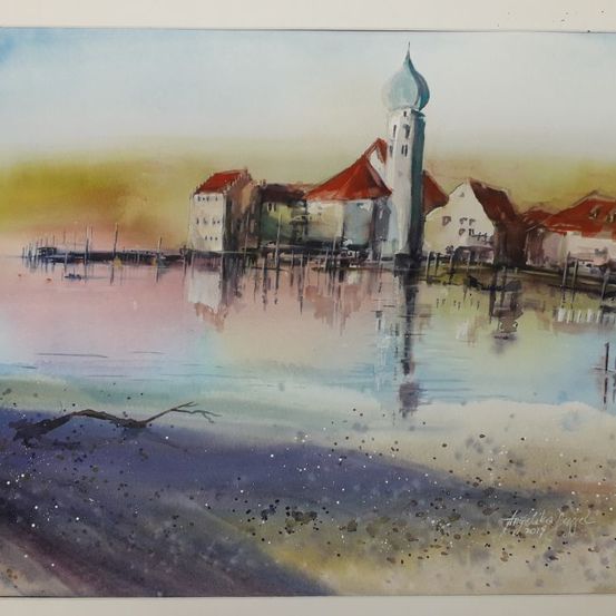 Image contains, Art, Painting, Water, Waterfront, Outdoors, Nature, Modern Art, Architecture, Building, Housing