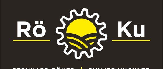 Ein schwarzer Hintergrund mit einem weißen Zahnradlogo, das eine Sonne und eine Landschaft zeigt. Unter dem Logo steht der Text 'ARD RÖNER 188 23 23' und 'PHILIPP KU 0660 / 44'.